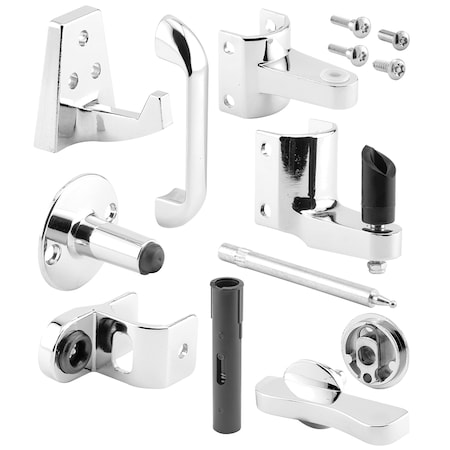 PRIME-LINE Door Latch Set, 1-1/4 in., Pilaster, Zamak, Chrome, Outswing, Round 1 Kit 656-3027